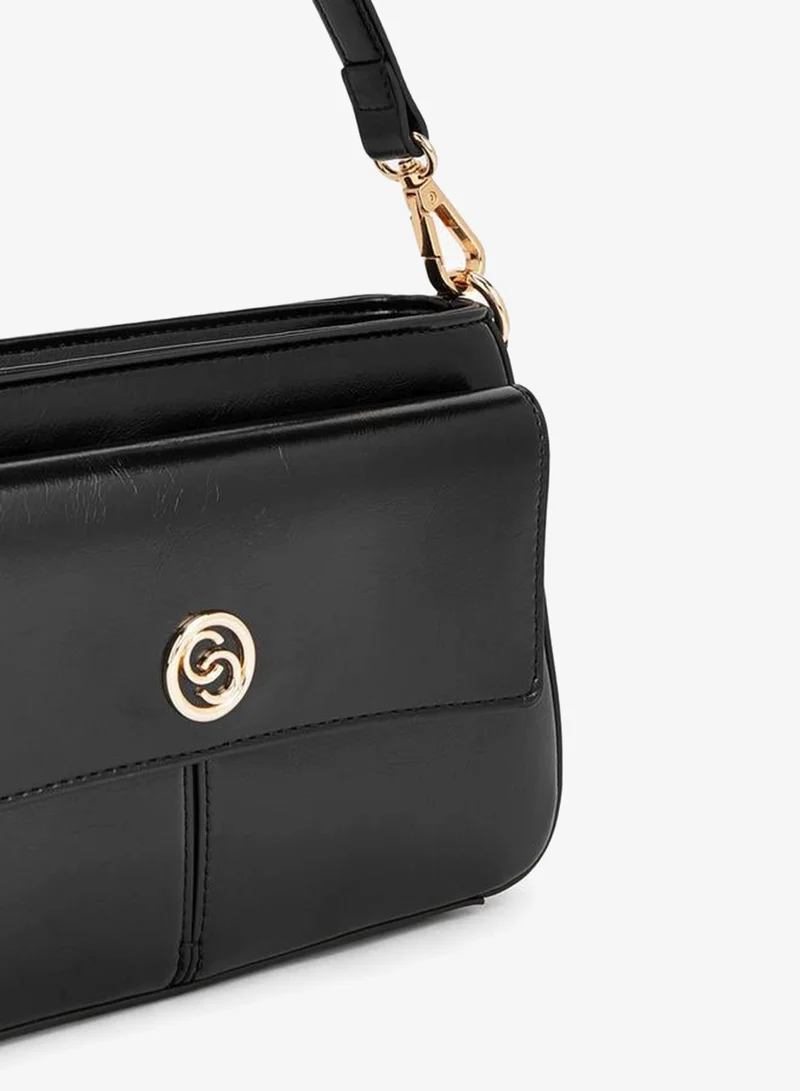 Celeste BLACK Logo Detail Crossbody Bag With Detachable Strap for Women | Best Price UAE