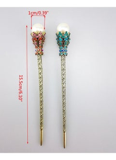 Yueton yueton?Pack of 2 Rhinestone Pearl Hair Stick Vintage Hair Chopsticks Hairpin Chignon Pin  - Image 4