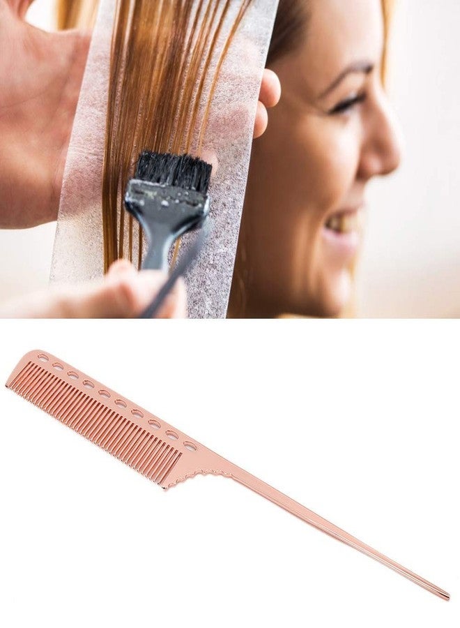 Simlug Rat Tail Hair Comb Hair Comb Aluminum Metal Comb Salon Tools Fashionable Straight Hair Comb Personal Use Professional Use Men Women(Rose gold) - Image 1