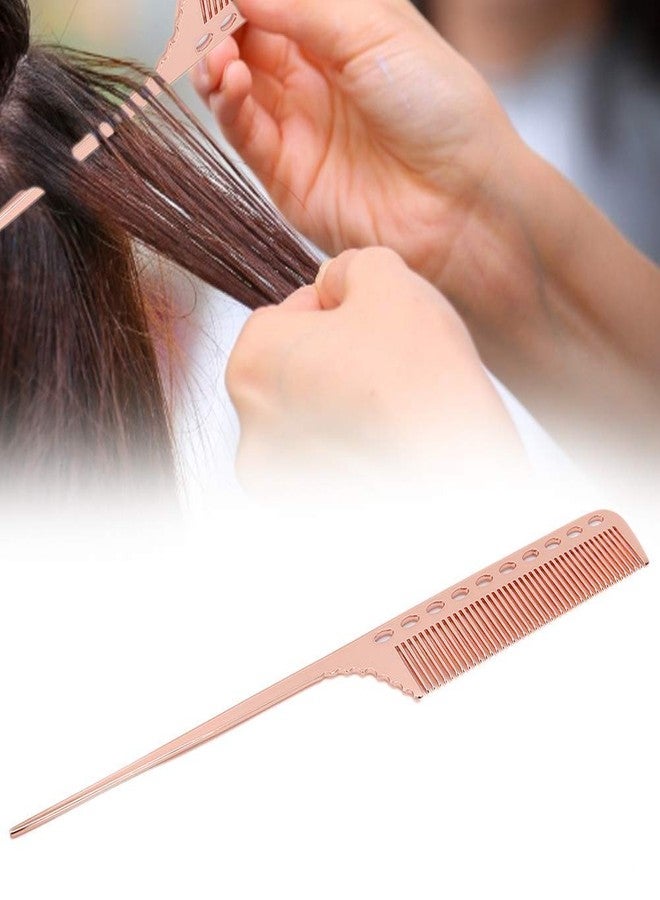 Simlug Rat Tail Hair Comb Hair Comb Aluminum Metal Comb Salon Tools Fashionable Straight Hair Comb Personal Use Professional Use Men Women(Rose gold) - Image 4