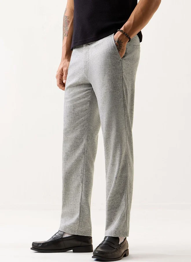 The Souled Store The Souled Store Men Straight Fit Solid Grey Pants