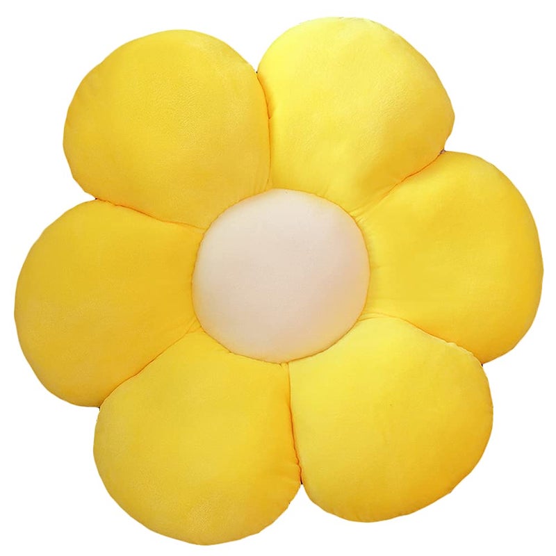 lannery lannery Flower Plush Throw Pillows  Flower Floor Pillow Seating Cushion Toy for Reading  Room  Watching TV (19.7""  Yellow-1)  - Image 1