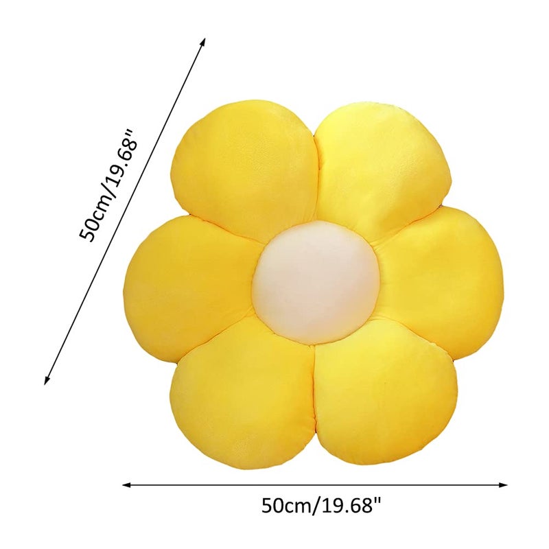 lannery lannery Flower Plush Throw Pillows  Flower Floor Pillow Seating Cushion Toy for Reading  Room  Watching TV (19.7""  Yellow-1)  - Image 4