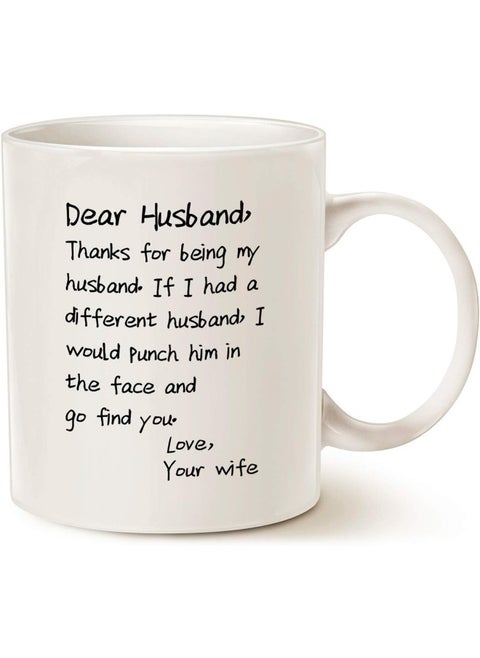 Mauag Funny Valentines Day Gifts Husband Coffee Mug, Best Gifts For Husband Dad Father Cup, White 12 Oz