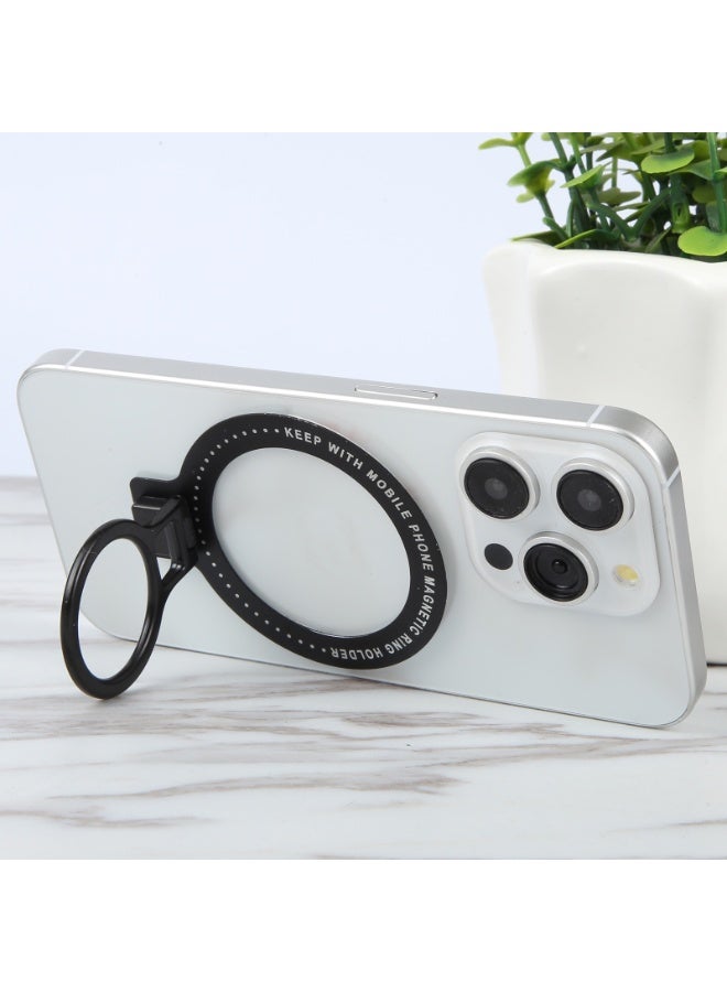 هيدج حامل هاتف مغناطيسي حلقي وحامل MagSafe، حامل هاتف محمول فائق النحافة من سبائك الزنك، قابل للدوران 360 درجة، متوافق مع هواتف MagSafe وحافظاتها، أسود اللون - Image 4