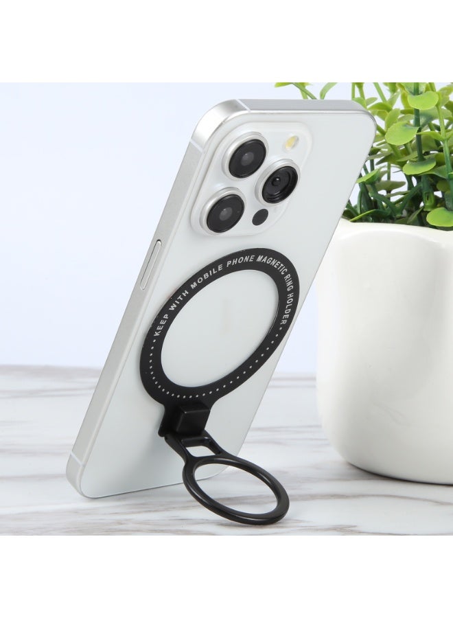 هيدج حامل هاتف مغناطيسي حلقي وحامل MagSafe، حامل هاتف محمول فائق النحافة من سبائك الزنك، قابل للدوران 360 درجة، متوافق مع هواتف MagSafe وحافظاتها، أسود اللون - Image 5