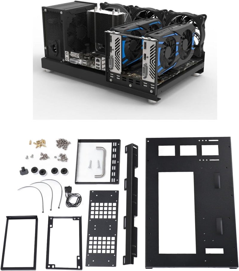 Sorandy Open Frame Computer Case, Powerful Cooling Steel Plate Computer Motherboard Case Rack with Handle, PC Open Frame for Various ATX M ATX ITX - Image 1
