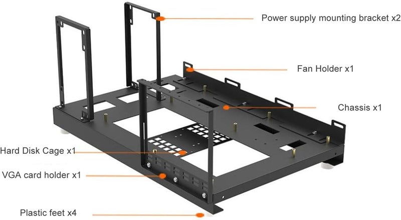 Sorandy Open Frame Computer Case, Powerful Cooling Steel Plate Computer Motherboard Case Rack with Handle, PC Open Frame for Various ATX M ATX ITX - Image 5