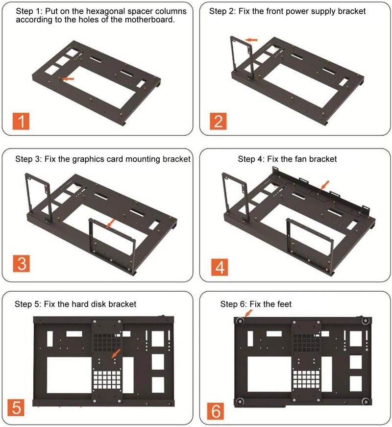 Sorandy Open Frame Computer Case, Powerful Cooling Steel Plate Computer Motherboard Case Rack with Handle, PC Open Frame for Various ATX M ATX ITX - Image 2