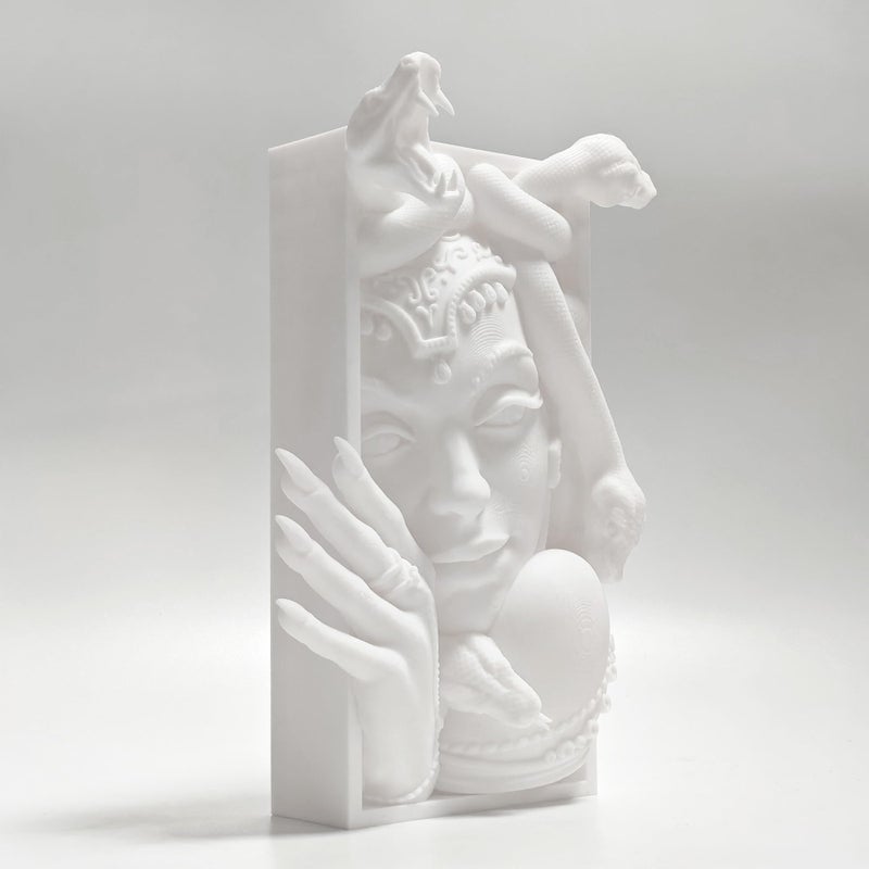 LuckyVin Medusa 3D Printed Decorative Bookend Lightweight Durable Book Shelf Accessories for Friends Stylish Bookend Ideal Home Decor Essential for Book Lovers (White Medusa) - Image 5