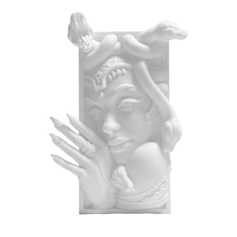 LuckyVin Medusa 3D Printed Decorative Bookend Lightweight Durable Book Shelf Accessories for Friends Stylish Bookend Ideal Home Decor Essential for Book Lovers (White Medusa) - Image 4