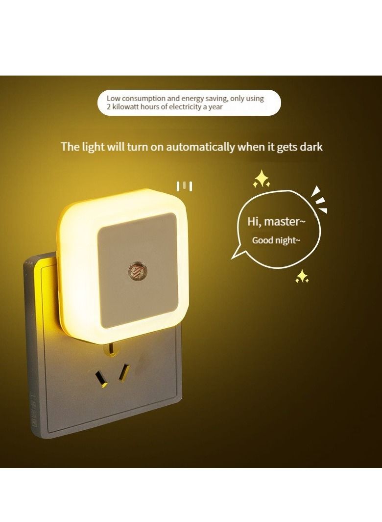 ضوء ليلي مربع يعمل بتقنية LED قابل للتوصيل في مقبس السرير، يخلق جوًا مريحًا، يعمل تلقائيًا باللون الأبيض عند الحاجة. - Image 3