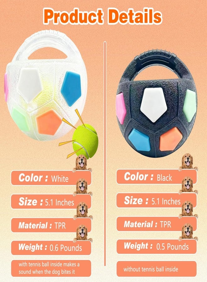 Dog Calming Ball with Handle, Interactive Ball for Pet Dogs Playing, Built-in Yellow Tennis Balls and Squeaky Sound for Small Medium Large Dogs (Clear with Tennis Balls Inside) - Image 3
