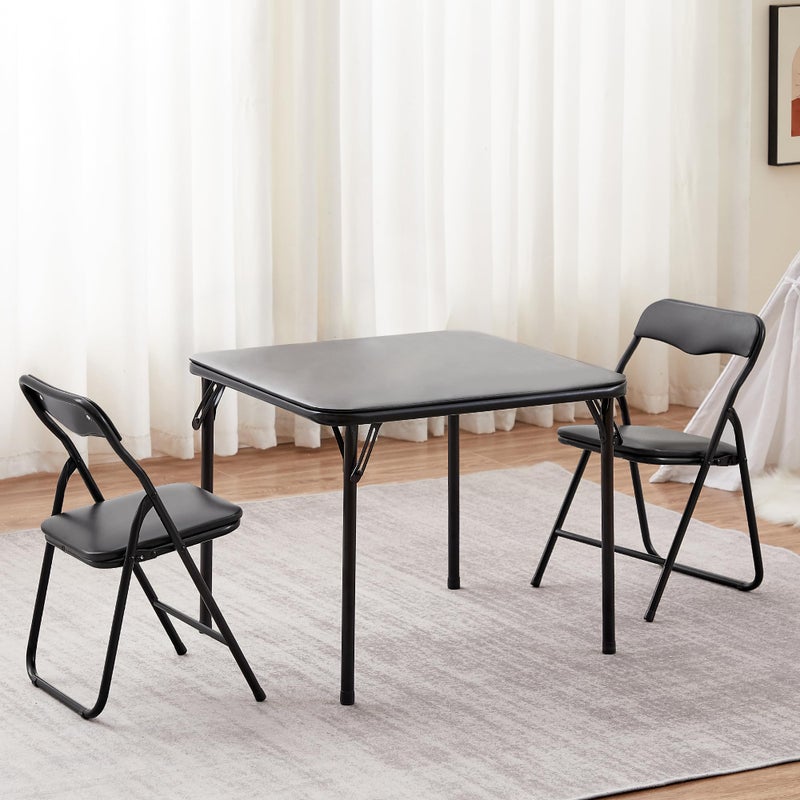 24'' Kids Folding Activity Card Table, with Ultra Soft Padded Tabletop, 1 Piece, Solid Black - Image 4