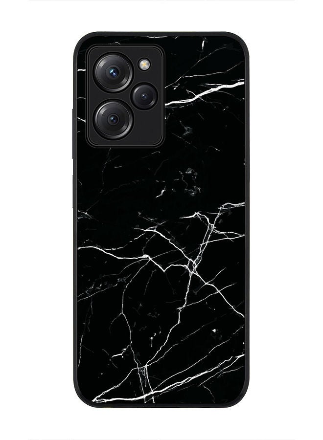 Stylizedd Rugged Black edge case for Poco X5 Pro Slim fit Soft Case Flexible Rubber Edges Anti Drop TPU Gel Thin Cover - Marble Print Black - Image 1