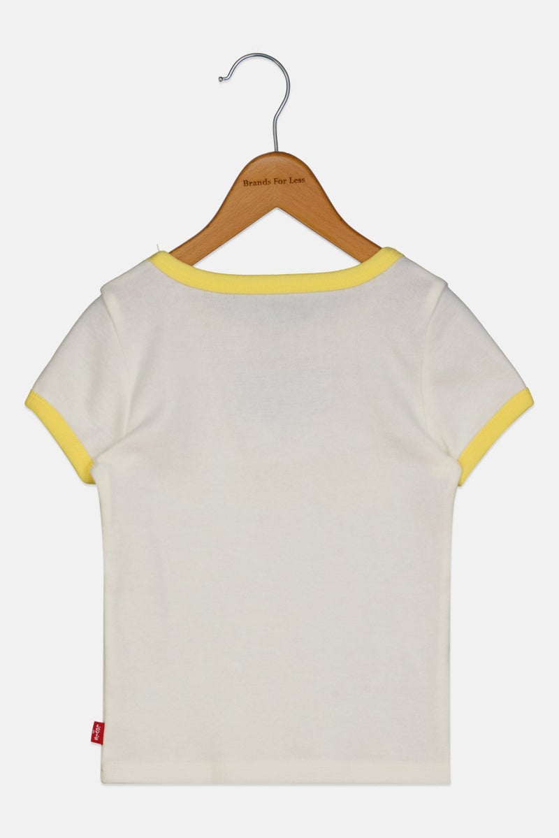 Levi's Toddlers Girl Round Neck Brand Logo Short Sleeve Top, Off White - Image 2