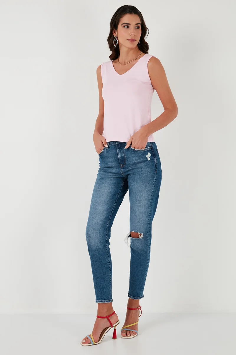 ليلا V-Neck Thick Strap Women's Blouse 5864384