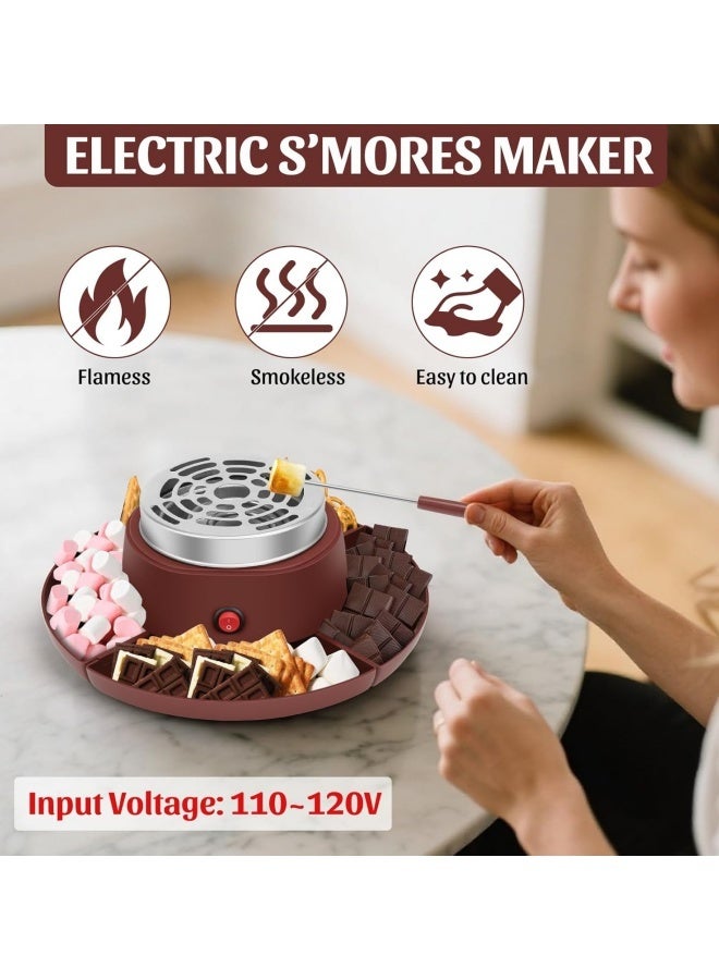 M MIAOYAN Electric S'mores Maker Marshmallow Roaster Chocolate Cooker Electric Cheese Melter Two-in-One Fruit Plate Party Artifact Melting Pot - Image 5