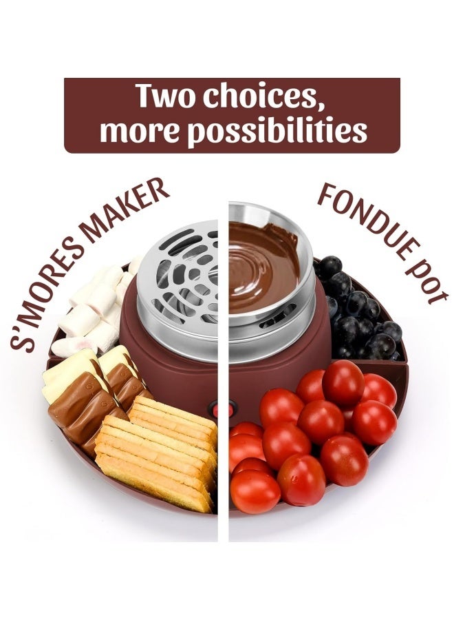 M MIAOYAN Electric S'mores Maker Marshmallow Roaster Chocolate Cooker Electric Cheese Melter Two-in-One Fruit Plate Party Artifact Melting Pot - Image 3
