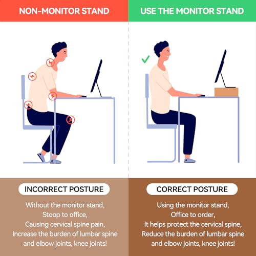 KIRIGEN Monitor Stand Wooden -Desk Stand Wood for Computer/Laptop/TV Printer - Monitor Arms & Stands Desk Riser for Office Organizers - Desktop Workspace Platforms Stands (39,Natural) - Image 4