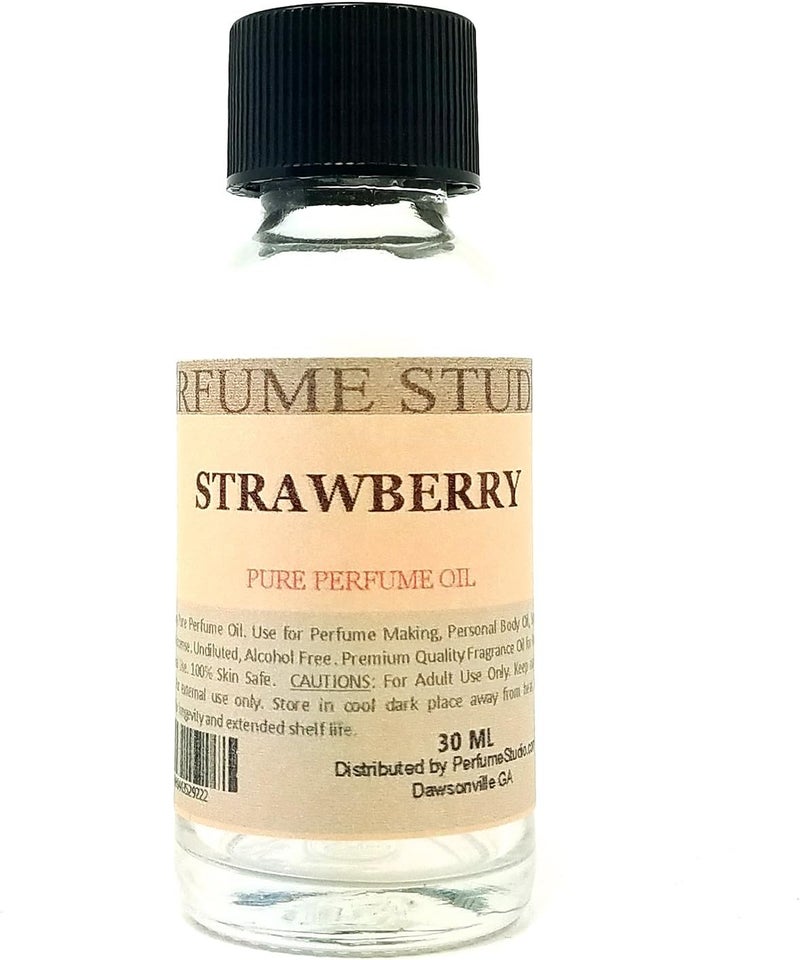 Perfume Studio Strawberry Perfume Oil for Perfume Making, Personal Body Oil, Soap, Candle & Incense Making; Splatter-On Clear Glass Bottle. Premium Quality Undiluted and Alcohol Free (1 oz, Strawberry Fragrance Oil) - Image 1