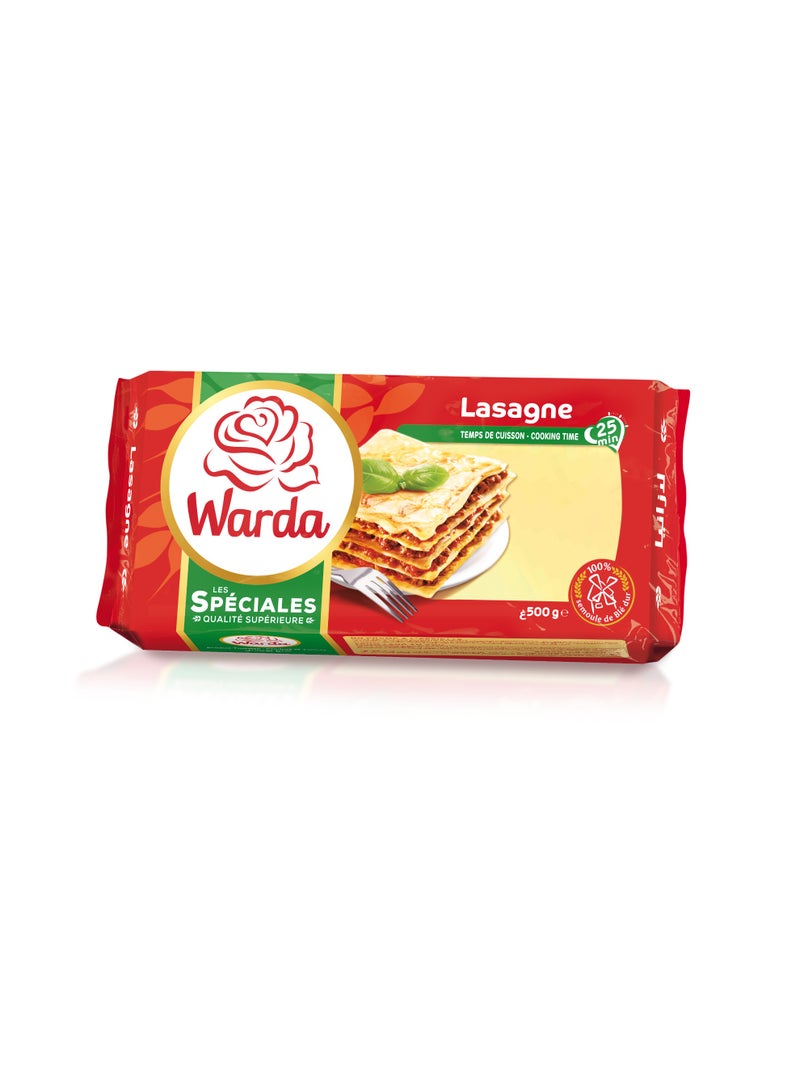 WARDA Lasagne Sheets 500g | Durum Wheat Semolina Lasagna Pasta for Baking & Layered Dishes