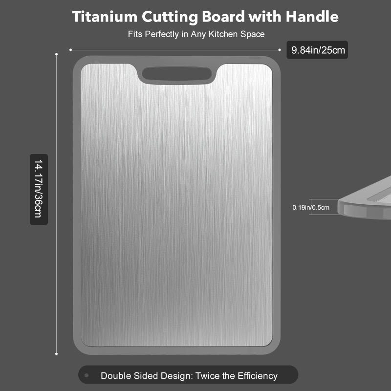Laokiiy Titanium Cutting Boards For Kitchen, 100% Pure Cut Titanium Cutting Board, Food Grade Quality, Double-Sided Food-Grade Chopping Board Non-Stick Durable and easy to clean14.1X10 - Image 2