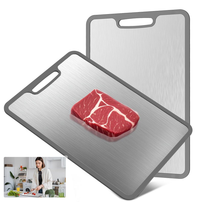Laokiiy Titanium Cutting Boards For Kitchen, 100% Pure Cut Titanium Cutting Board, Food Grade Quality, Double-Sided Food-Grade Chopping Board Non-Stick Durable and easy to clean14.1X10 - Image 1