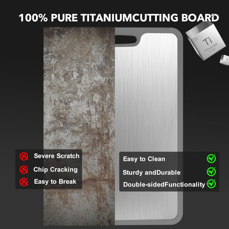 Laokiiy Titanium Cutting Boards For Kitchen, 100% Pure Cut Titanium Cutting Board, Food Grade Quality, Double-Sided Food-Grade Chopping Board Non-Stick Durable and easy to clean14.1X10 - Image 5