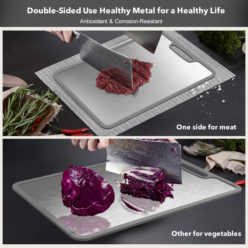 Laokiiy Titanium Cutting Boards For Kitchen, 100% Pure Cut Titanium Cutting Board, Food Grade Quality, Double-Sided Food-Grade Chopping Board Non-Stick Durable and easy to clean14.1X10 - Image 3