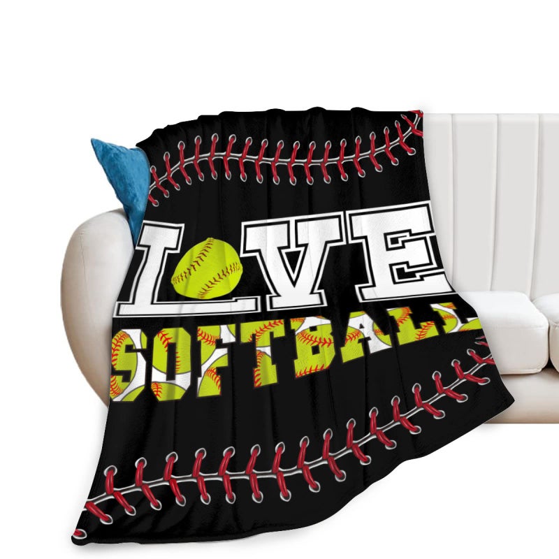 Softball Soft Throw Blanket All Season Microplush Thick Warm Blankets Tufted Fuzzy Flannel Throws Blanket for Bed Sofa Couch 50x40