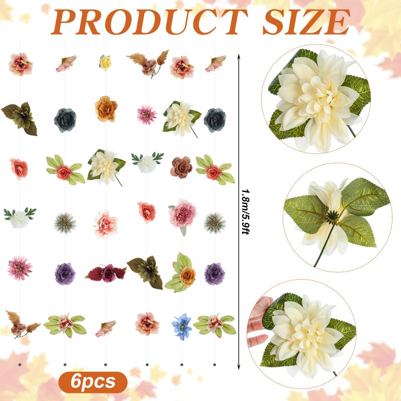 XunYee 6 Pcs 35.4 ft Flower Garlands Artificial Wildflower Vines Floral Hanging Backdrop Fake Flower Garlands Faux Silk Wildflower Vine for Wedding Bridal Shower Home Garden Wall Arch Decor(Boho) - Image 2