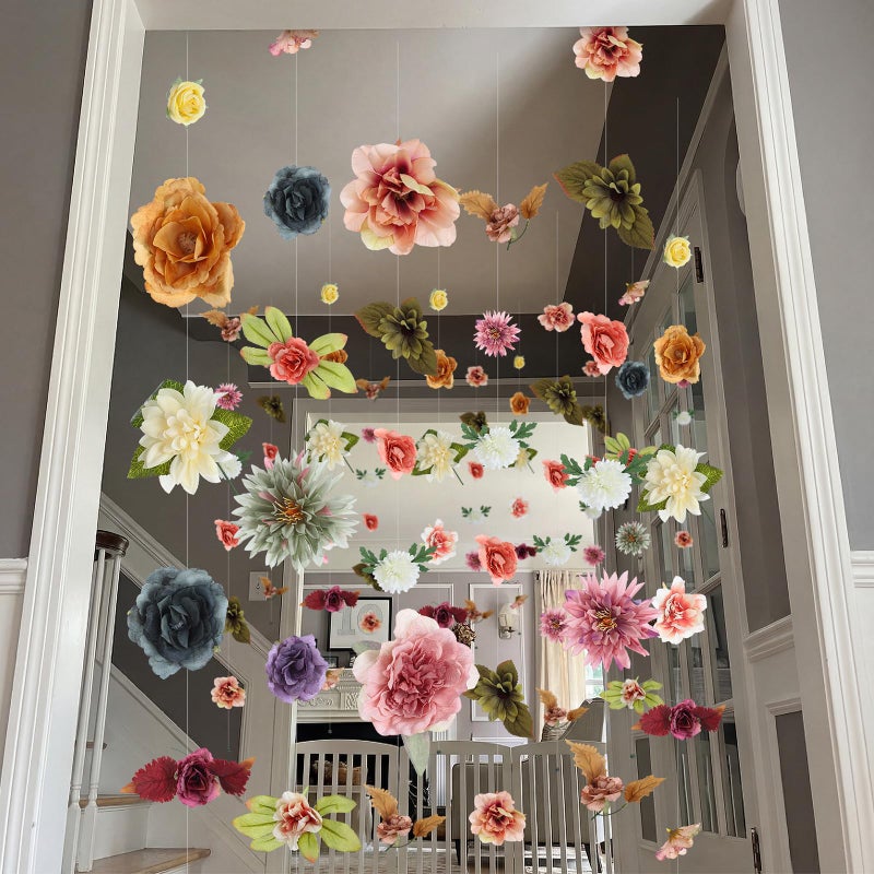 XunYee 6 Pcs 35.4 ft Flower Garlands Artificial Wildflower Vines Floral Hanging Backdrop Fake Flower Garlands Faux Silk Wildflower Vine for Wedding Bridal Shower Home Garden Wall Arch Decor(Boho) - Image 4