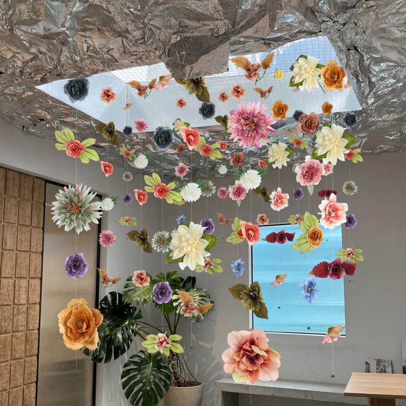 XunYee 6 Pcs 35.4 ft Flower Garlands Artificial Wildflower Vines Floral Hanging Backdrop Fake Flower Garlands Faux Silk Wildflower Vine for Wedding Bridal Shower Home Garden Wall Arch Decor(Boho) - Image 3