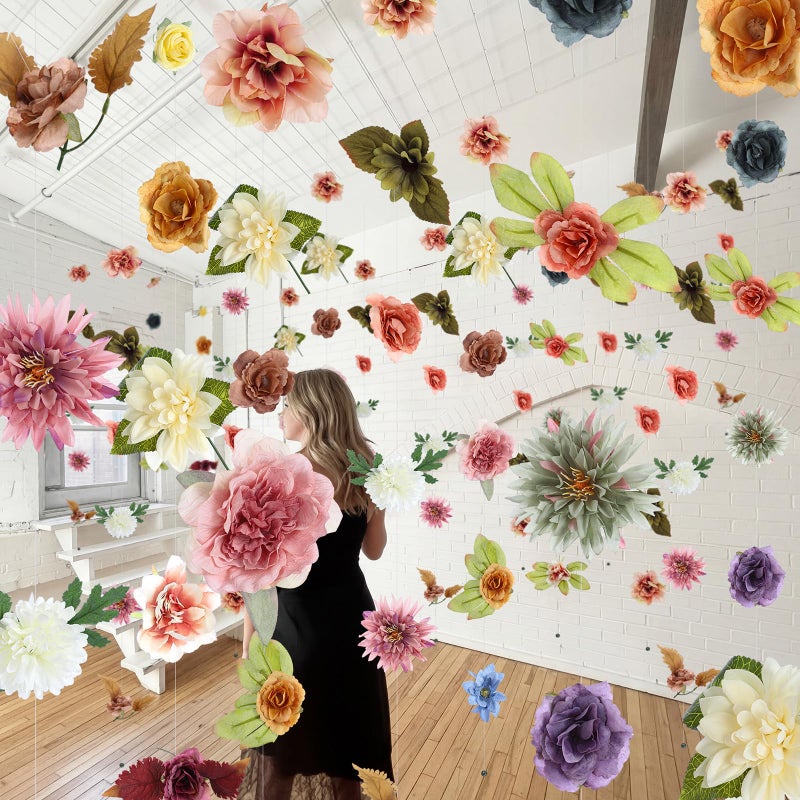 XunYee 6 Pcs 35.4 ft Flower Garlands Artificial Wildflower Vines Floral Hanging Backdrop Fake Flower Garlands Faux Silk Wildflower Vine for Wedding Bridal Shower Home Garden Wall Arch Decor(Boho) - Image 5