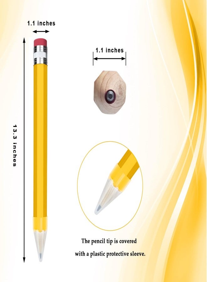 lyforx Wooden Jumbo Pencils 13.3'' Funny Giant Pencil For Party Favors Novelty Large Pencil For School Home Office Prop Supplies 2pcs Yellow - Image 2