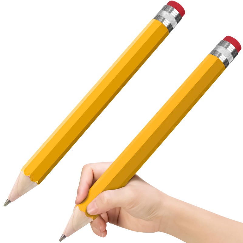 lyforx Wooden Jumbo Pencils 13.3'' Funny Giant Pencil For Party Favors Novelty Large Pencil For School Home Office Prop Supplies 2pcs Yellow - Image 1