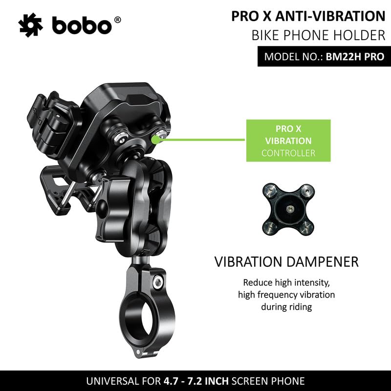 Bobo BM22H PRO Handlebar Mount Anti-Vibration Anti-Theft Waterproof Bike/Motorcycle/Scooter Mobile Phone Holder Mount Ideal for Maps and GPS Navigation (Black) - Image 2