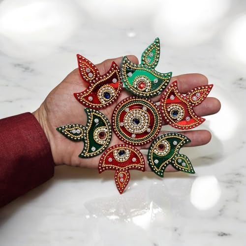 AARGKRAFT Acrylic Handmade Round Rangoli Home Temple Decorations for Diwali, Dusshera Wedding Pooja Festival Size - Very Small - Image 2