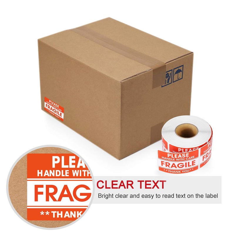 Methdic 2"x 3" Fragile Stickers 500 Labels Per Roll Strong Adhesive (Handle with Care,Do Not Drop,Thank You) Labels for Shipping and Moving - Image 4