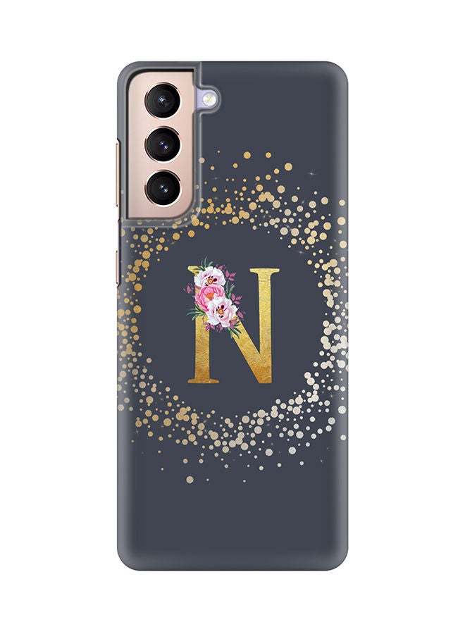Stylizedd Monogram Slim Cover for Samsung Galaxy S21 Plus 5G Case Custom Initials Letter Floral Pattern Snap Series Mobile Cover Matte Alphabet  - N (Grey) - Image 1