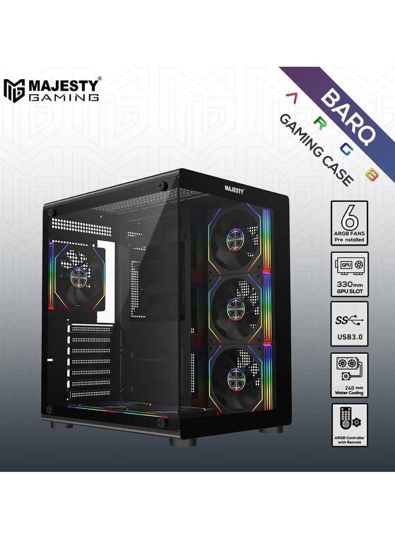 Majesty Majesty Lightning Mid Tower PC Case - 6 Pre-Installed Infinity ARGB Fans for Efficient Airflow with Remote - ATX Panel Support - 2x USB Ports - Black  - Image 2