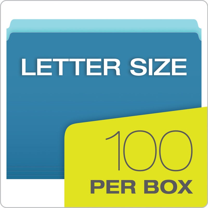 Pendaflex Two-Tone Color File Folders, Letter Size, Blue, Straight Cut, 100/BX (152 BLU) - Image 5