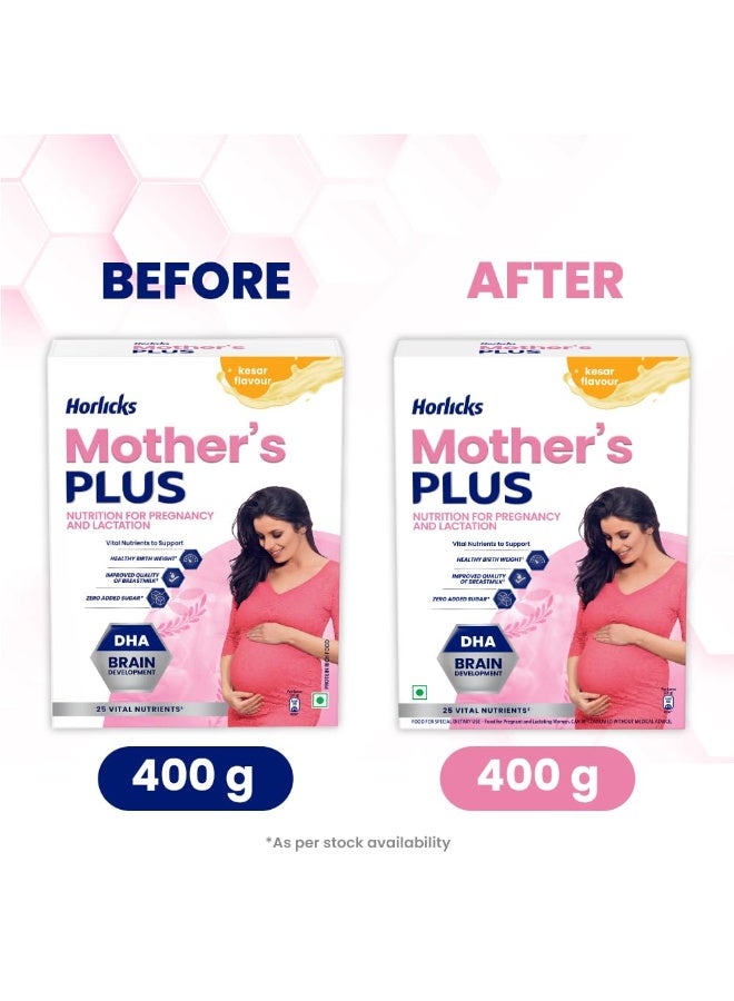 Horlicks Mother's Plus Kesar Refill 400 Powder (Weight May Vary) (Pack of 2), 800 Grams - Image 3
