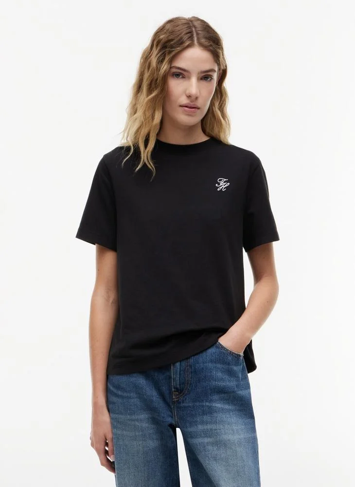 Logo Embroidery Crew Neck T-Shirt