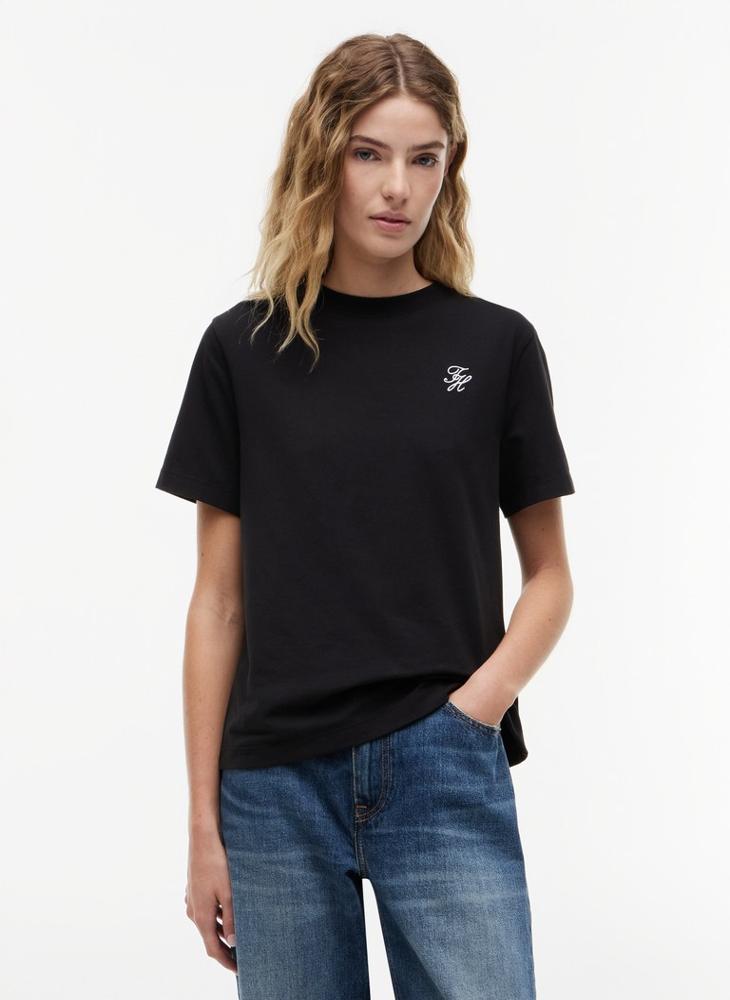 TOMMY HILFIGER Logo Embroidery Crew Neck T-Shirt - Image 1