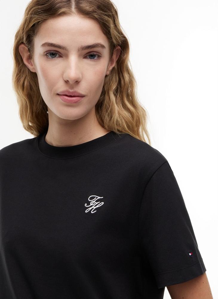 TOMMY HILFIGER Logo Embroidery Crew Neck T-Shirt - Image 3
