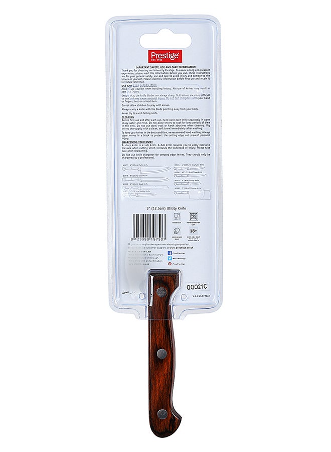 Prestige Utility Knife Silver/Brown 12.5cm - Image 2