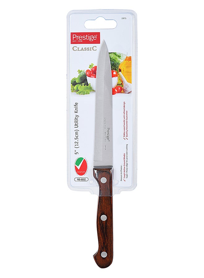 Prestige Utility Knife Silver/Brown 12.5cm - Image 1