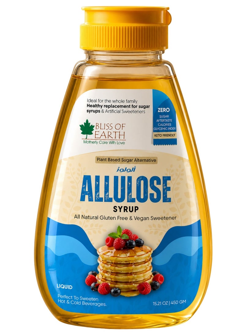 Bliss of Earth Allulose Syrup 450g | Natural Sugar & Maple Syrup Substitute | Keto Friendly Low-Calorie Liquid Sweetener for Coffee, Tea, Baking & Pancakes | Zero Sugar Natural Sweetener - Image 1